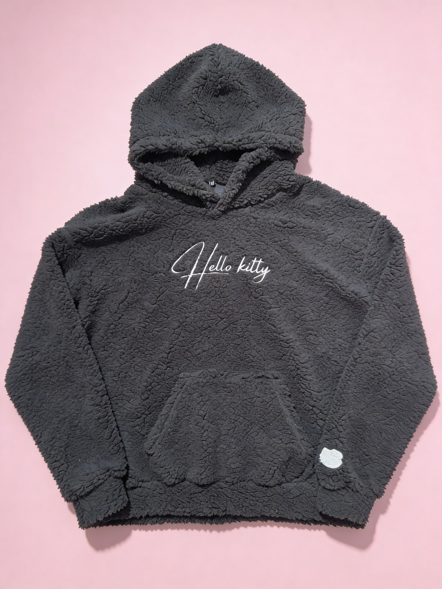 Hey Kitty Fluffy Oversized Hoodie - Black/Černá